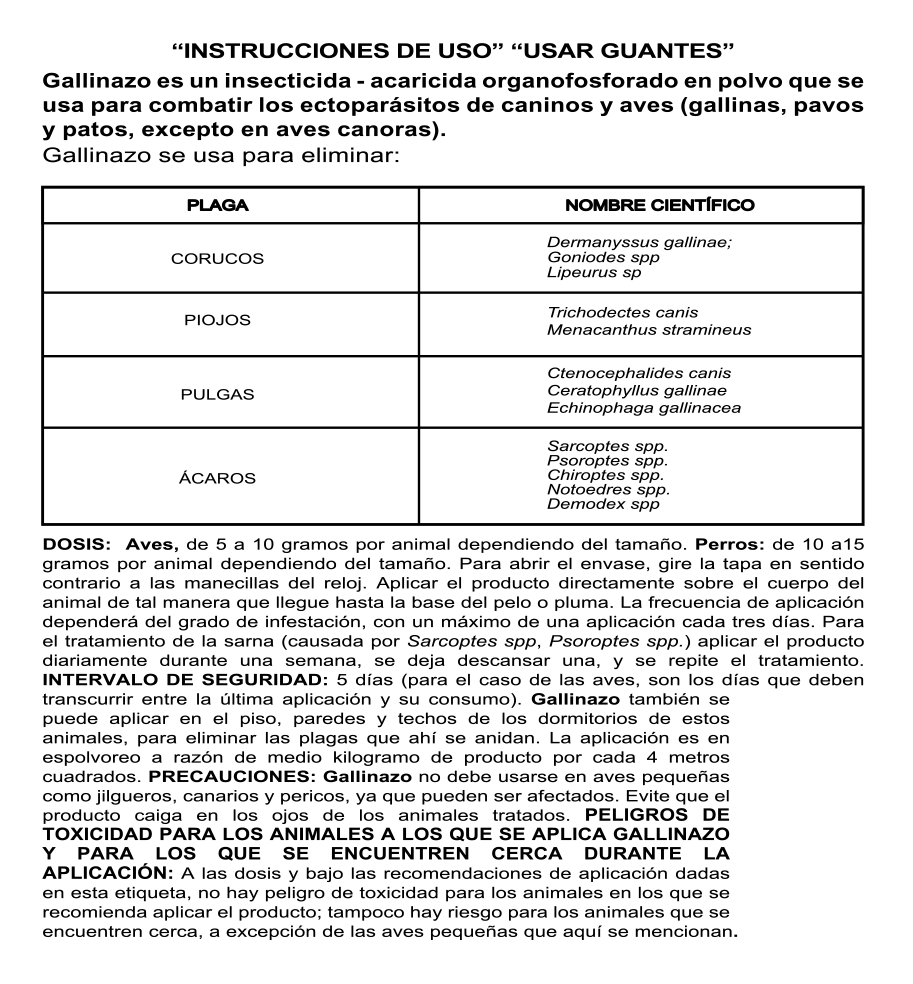 GALLINAZO 4 % POLVO (MALATHION)