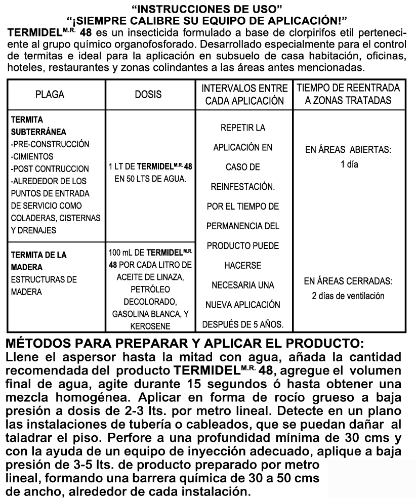 INSECTICIDA TERMIDEL 48 (Clorpirifos 48%)